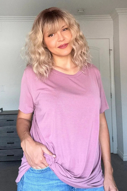 Plus Size Mauve Basic Twist Front Short Sleeve Relaxed Fit Top. 1X 2 X 3X SALE $14.99 Summer Breeze..color seen.
